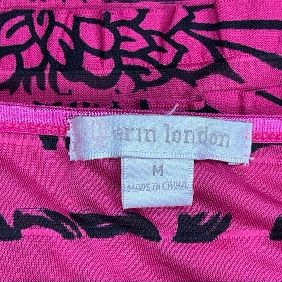 MEDIUM ERIN LONDON PINK BLACK VINTAGE TOP RUFFLE STRETCH - Picture 9 of 12